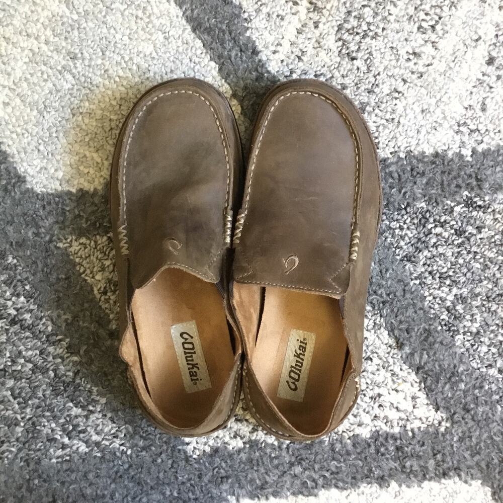 OluKai Brown Leather Loafers